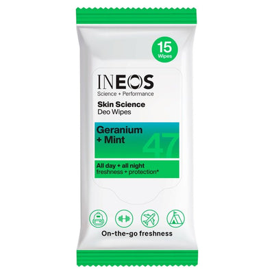 INEOS Skin Science Deodorant-Tücher Geranie + Minze, 15er-Packung