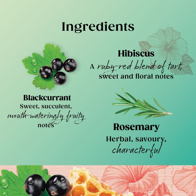 Twinings Superblends Heartea blackcurrant rosemary honey herbal tea 20 tea bags (British brand)