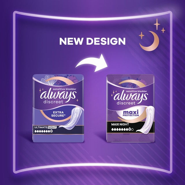 Always Discreet Ultimate Night Incontinence Pads 6 pack - British product