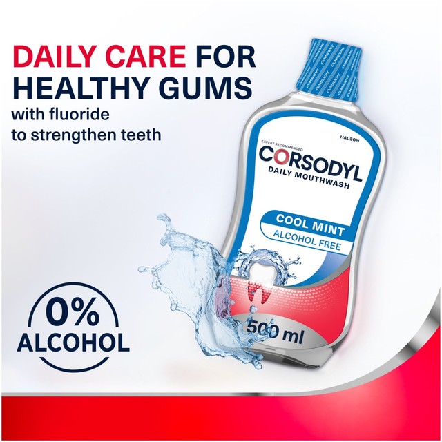 Corsodyl cool mint alcohol-free mouthwash 500ml - British product
