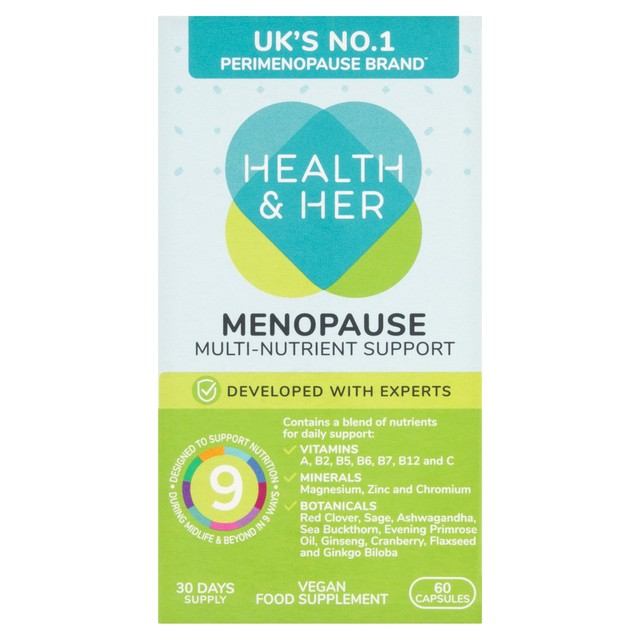 Health & Her Menopause Multi-nutrient Support Supplement Capsules 60 capsules, UK version