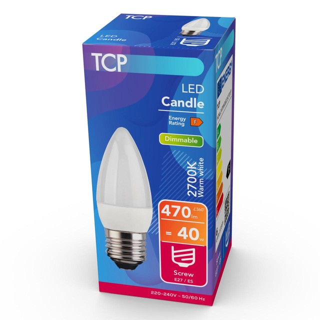 TCP dimmable candle screw 40W light bulb (British brand)