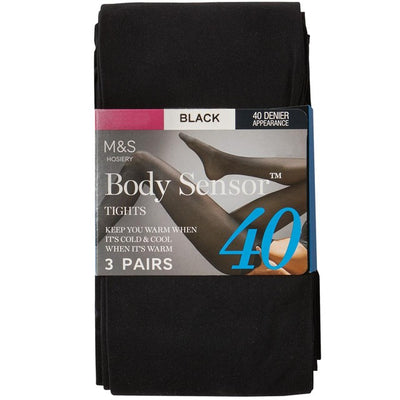 M&S M&S Damenstrumpfhosen mit Body Sensor, 40 Denier, Größe S, Schwarz, 3er-Pack – Online bei McGrocer kaufen