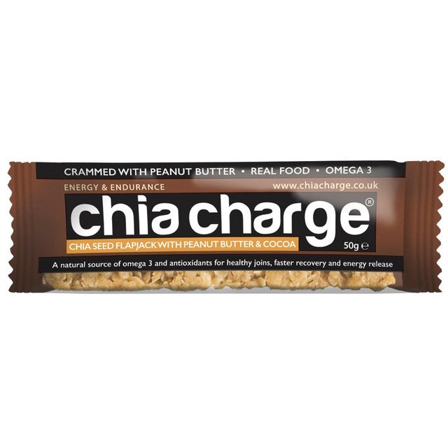 Chia Charge peanut butter and cocoa flapjack 50g - British product