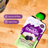 Little Freddie baby food pouch blackberries pear apple oats 6+ months, UK version