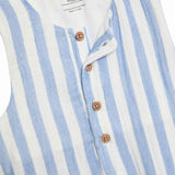 M&S blue striped romper and sunhat set 9-12 months, imported from the UK