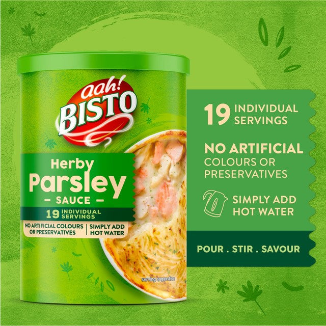 Bisto parsley sauce granules in a drum - British product