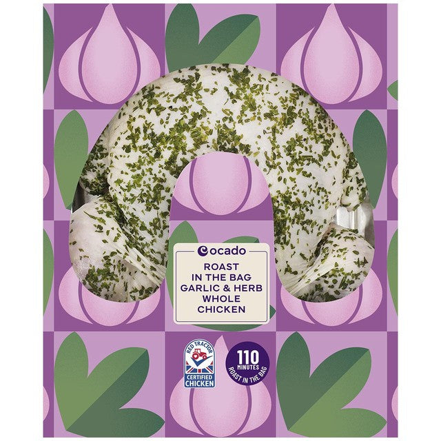 Ocado garlic and herb whole chicken 1.8kg, imported from the UK