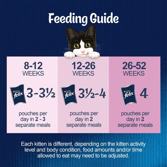Felix kitten jelly wet cat food 12x85g pouches - British product