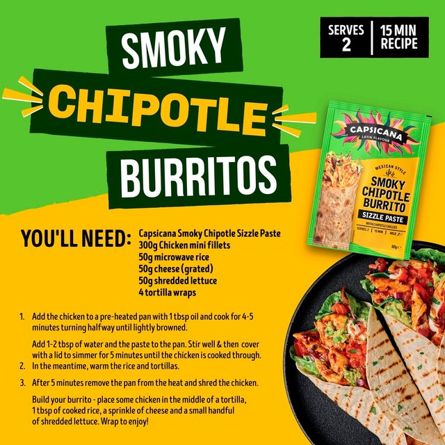 Capsicana Mexican Tomato Chipotle Burrito Cooking Paste Mild 60g - British product