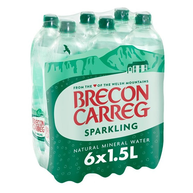 Brecon Carreg Natural Sparkling Mineral Water 6x1.5L - British product