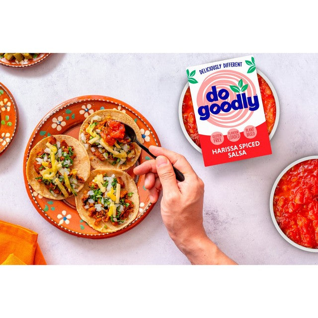 Do Goodly harissa spiced salsa dip, imported from the UK