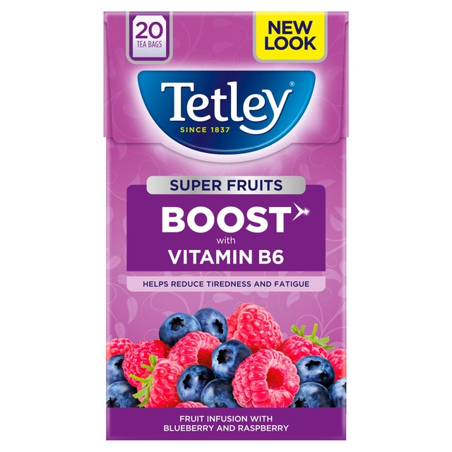 Tetley Super Fruit Tea Blueberry Raspberry 20 bags (British brand)