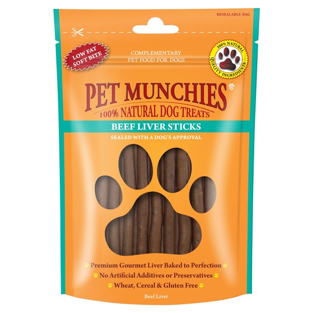 Pet Munchies Beef Liver Dog Treats 90g, imported from the UK