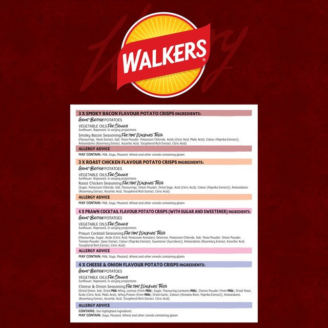 Walkers Meaty Variety crisps 12 pack, imported from the UK