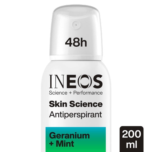 INEOS antiperspirant deodorant spray Geranium & Mint 200ml, UK version