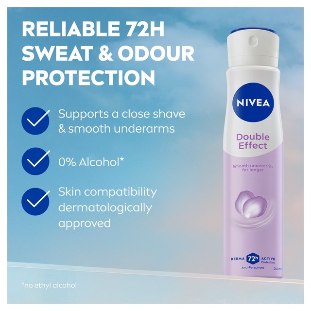 Nivea Double Effect anti-perspirant deodorant spray 250ml, imported from the UK