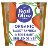 Real Olive Co. organic grilled olives with smoky paprika, rosemary (British brand)