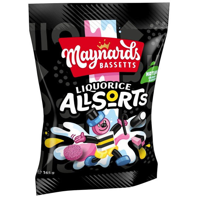 Maynards Liquorice Allsorts Sweets 165g, imported from the UK