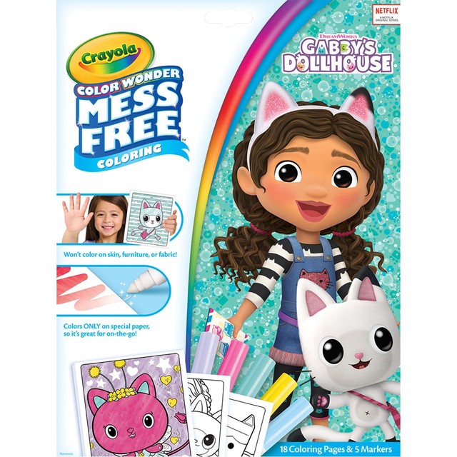 Vivid Imaginations Crayola Gabby's Dollhouse Colour Wonder mess-free colouring set - British product