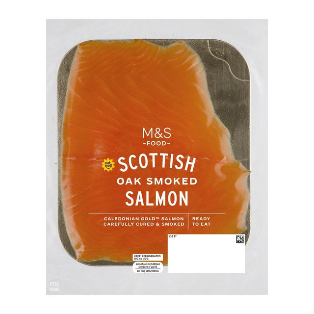 M&S Scottish oak smoked salmon slices 100g, imported from the UK