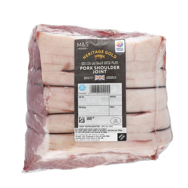 M&S British outdoor bred pork shoulder joint 2kg, imported from the UK
