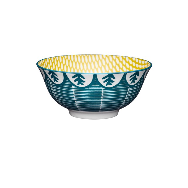 KitchenCraft ceramic bowls leafy green print 16cm, UK version