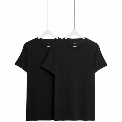 M&S Herren Leichtes Thermounterhemd mit kurzen Ärmeln, Schwarz, 2er-Pack, Klein
