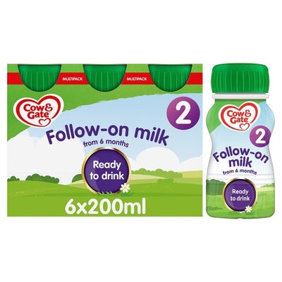 Cow & Gate 2 Folgenahrung Säuglingsnahrung Fertiggetränk 6 x 200 ml
