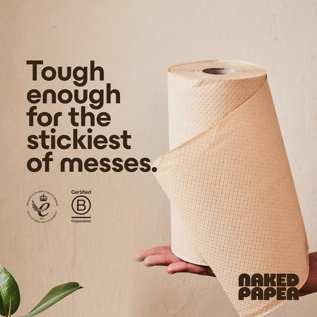 Naked Paper Unbleached Bamboo Kitchen Roll 6-pack, imported from the UK