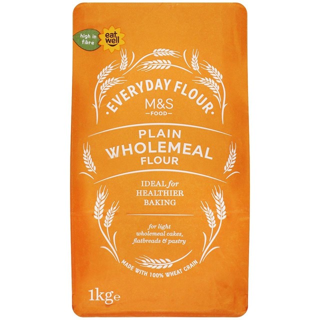M&S plain wholemeal flour 1kg, imported from the UK