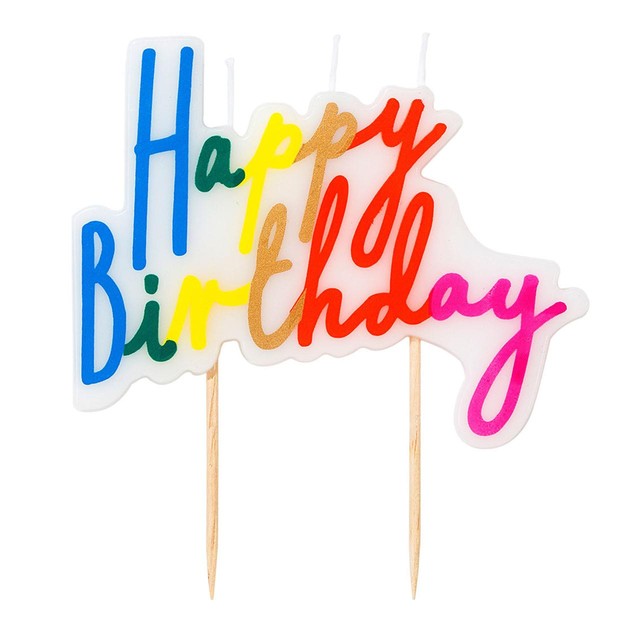 Talking Tables rainbow Happy Birthday candle (British brand)