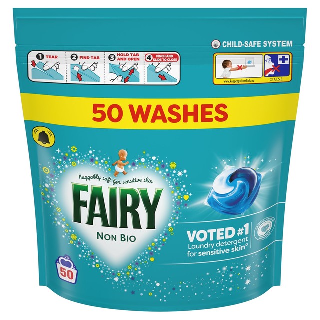 Fairy Non Bio Pods laundry capsules sensitive skin 100 washes - British product