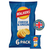 Walkers Cheese & Onion potato crisps 6 bags (British brand)