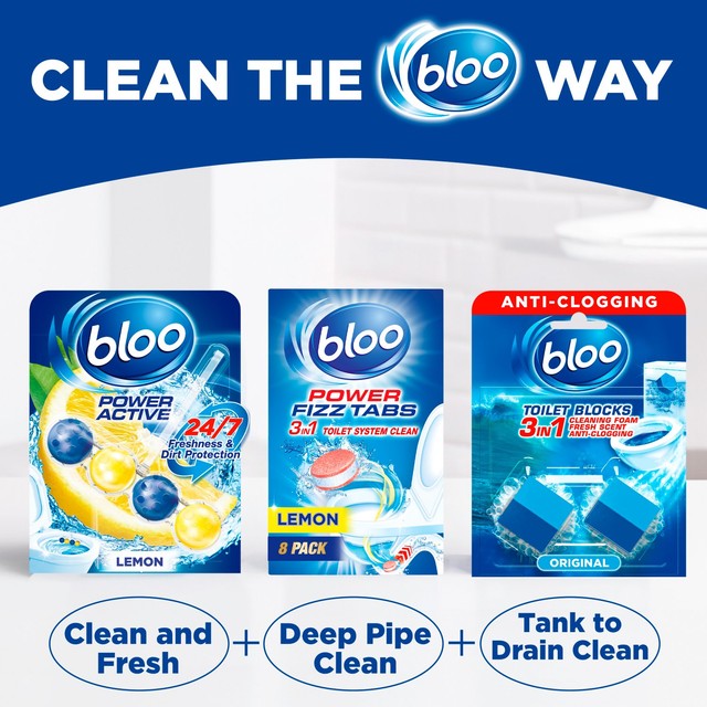 Bloo original blue toilet rim blocks 2 x 50g - British product