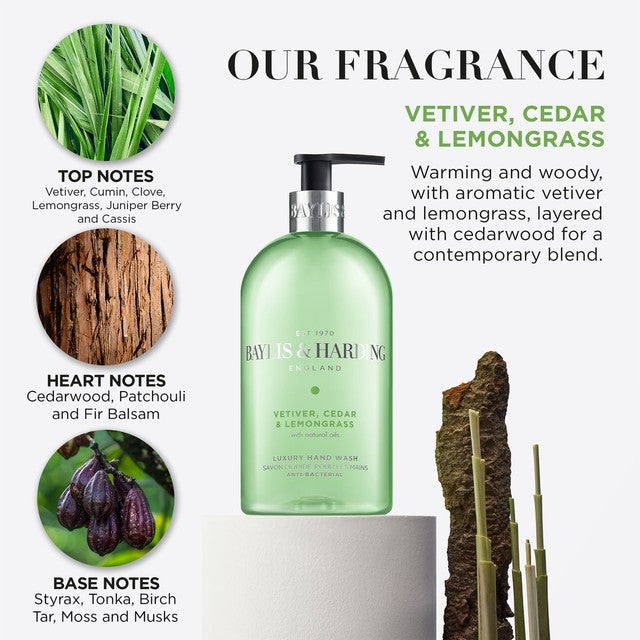 Baylis & Harding Vetiver Cedar Lemongrass hand wash 500ml - British product