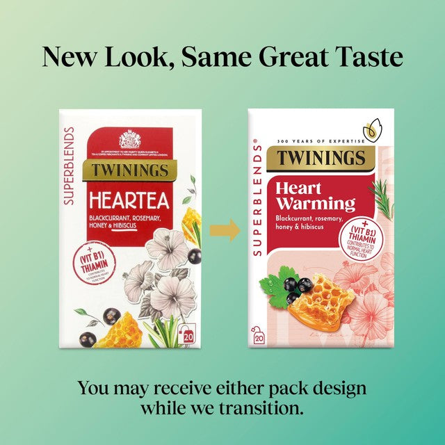 Twinings Superblends Heartea blackcurrant rosemary honey herbal tea 20 tea bags (British brand)
