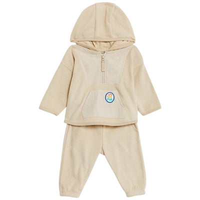 M&S M&S Cotton Hooded Fleece Outfit Beige Baby Outfit 0-3 Months- Buy online at McGrocer