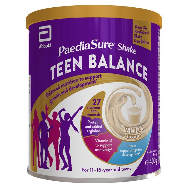 PaediaSure Teen Balance vanilla flavour nutritional shake powder 400g, imported from the UK