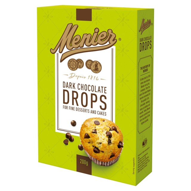 Menier dark chocolate drops 200g, imported from the UK