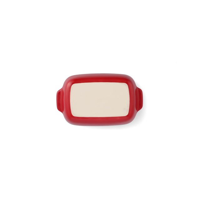 KitchenAid Empire Red stoneware rectangular casserole dish with bamboo lid 32cm, UK version
