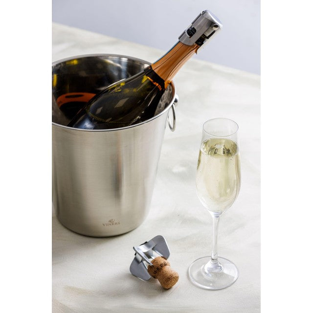 Viners Champagne Bottle Stopper silver stainless steel finish (British brand)