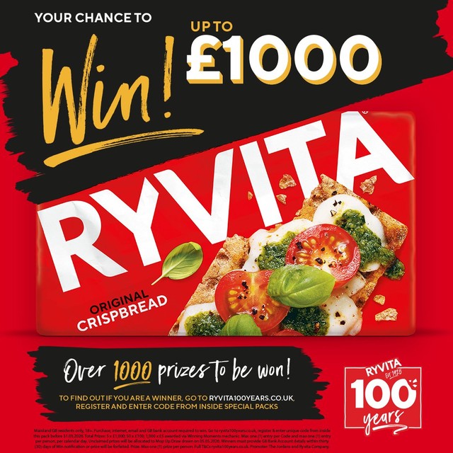 Ryvita Original Crispbread 250g, imported from the UK