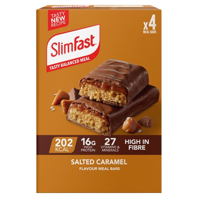 Slim Fast salted caramel meal replacement bars 4x60g (British brand)