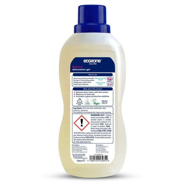 Ecozone BIOActive dishwasher gel 720ml - British product