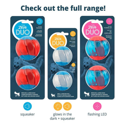Zeus Duo Ball avec LED Jouet Interactif pour Chien 6.3cm