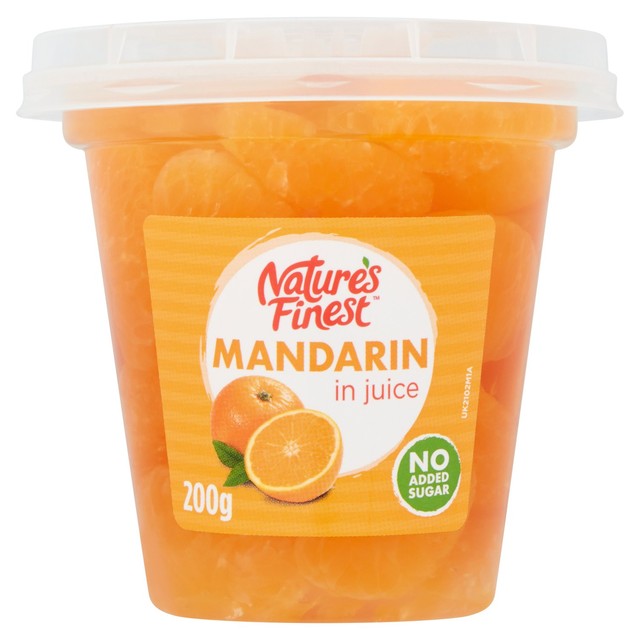 Natures Finest mandarins in pear juice, UK version