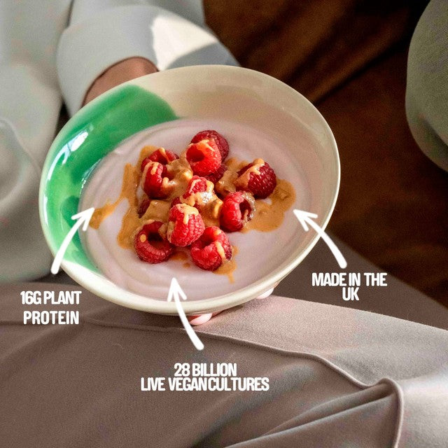 Nush Raspberry almond yoghurt 350g, imported from the UK