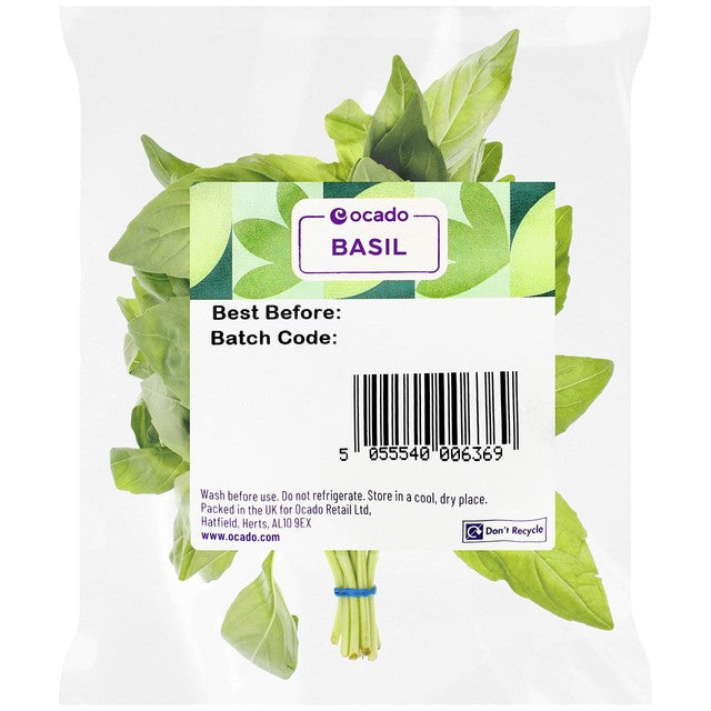 Ocado basil dried herb 30g, imported from the UK