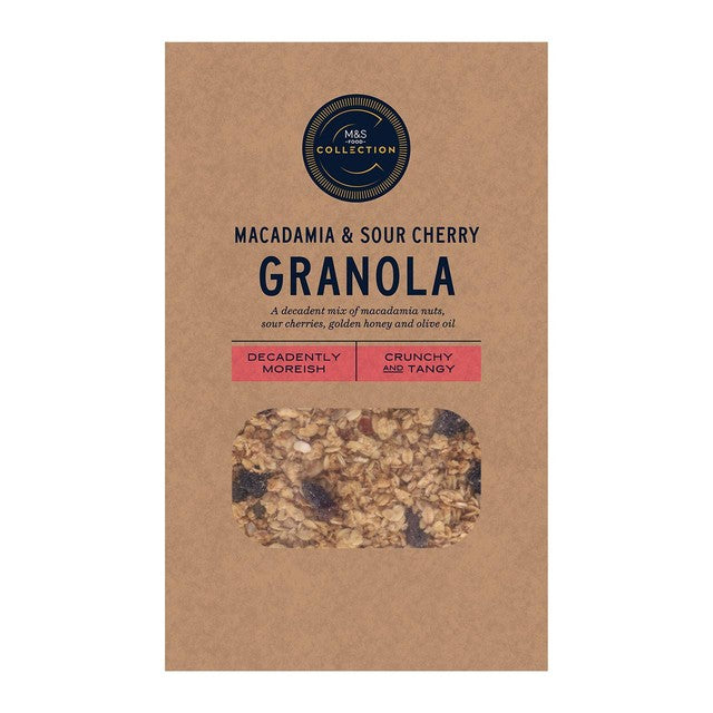 M&S macadamia and sour cherry granola - British product